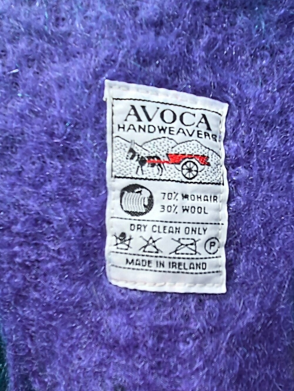 Avoca Handweavers Mohair Wool Plaid Throw Fringe Lap Blanket Ireland 38x52"